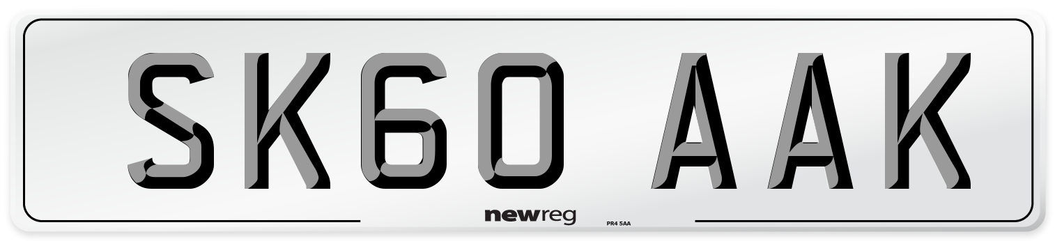 SK60 AAK Number Plate from New Reg